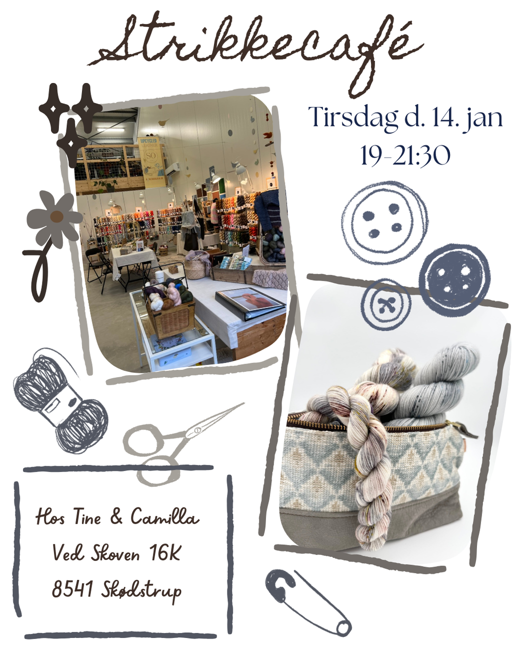 14. Januar: Strikkecafé: 19:00-21:30