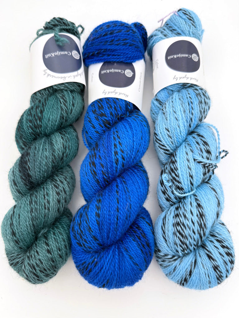 Kit: Roller Coaster Shawl, Highland Wool: Baby, is that your name, True Blue, Dark teal