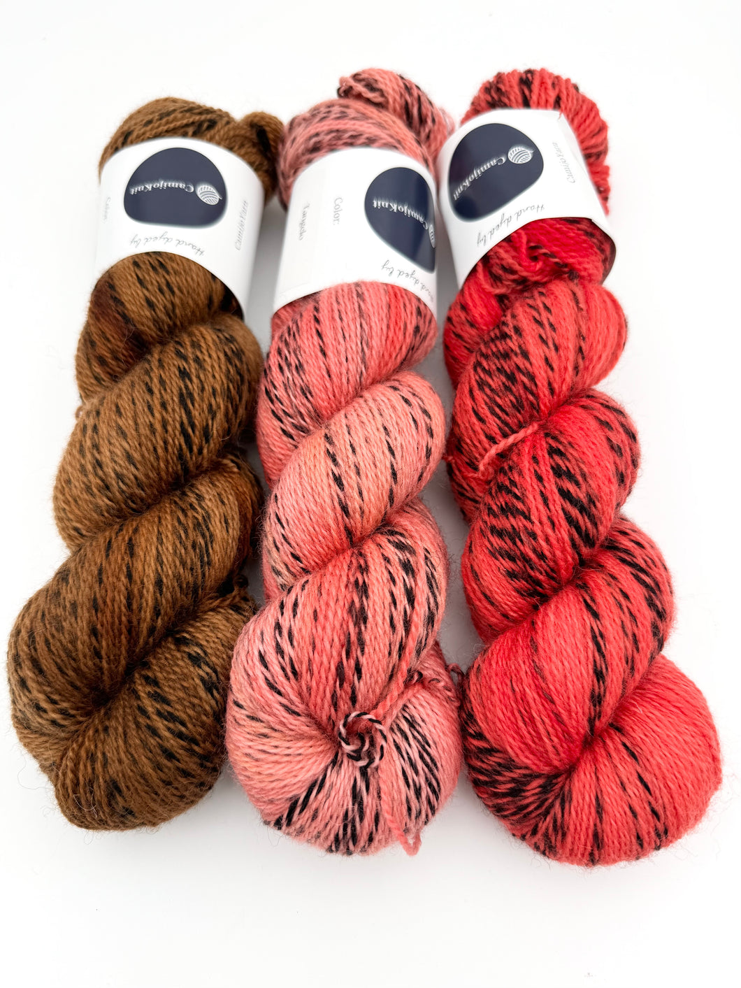 Kit: Roller Coaster Shawl, Highland Wool: Hazel, Tangelo, Tomato